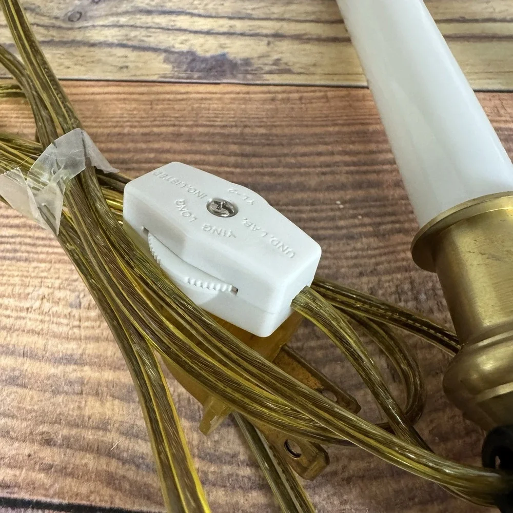 Vtg‎ Solid Brass Base Electric Window Candles Set of 3 Toggle Switch Taiwan